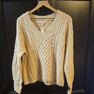 Francesca's Thread Cream Cable Knit Sweater